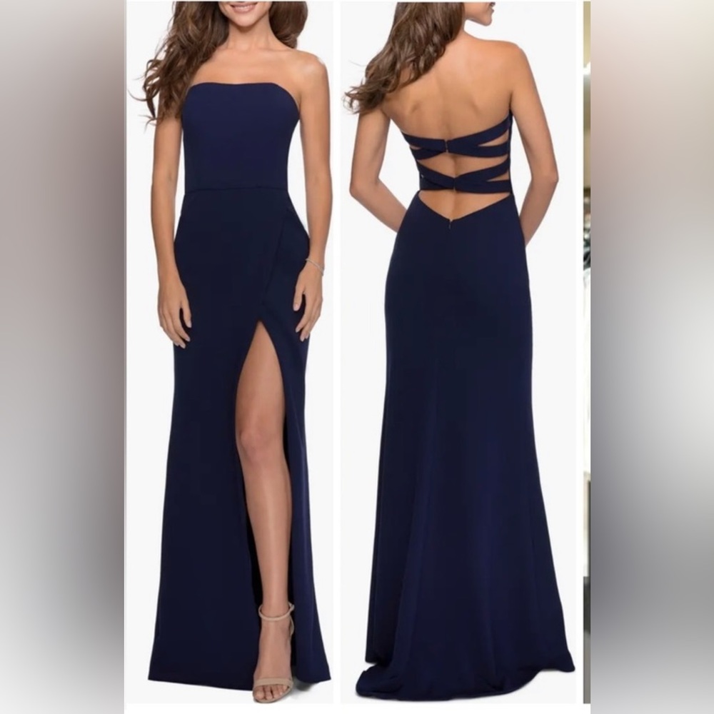La Fenme strapless  long dress navy dress